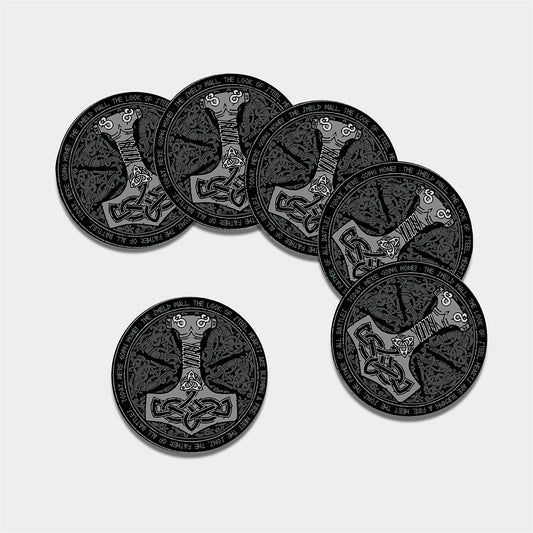 Mjolnir Hammer Of Thor Print Leather Coaster Set