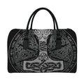 Mjolnir Hammer Of Thor Print Leather Duffel Bag