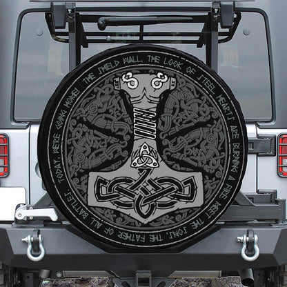 Mjolnir Hammer Of Thor Print Leather Spare Tire Cover