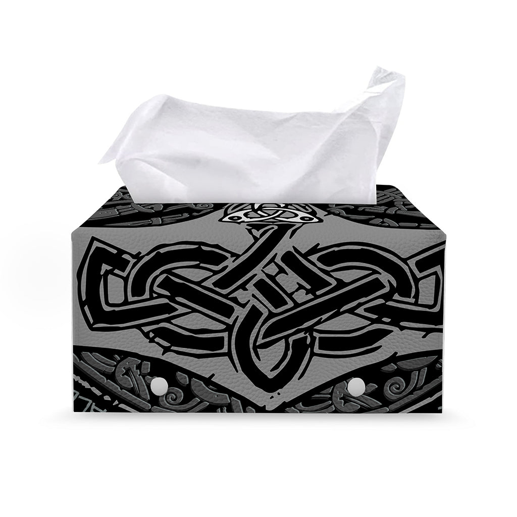 Mjolnir Hammer Of Thor Print Leather Tissue Box Cover