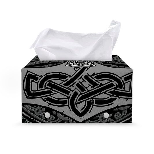 Mjolnir Hammer Of Thor Print Leather Tissue Box Cover
