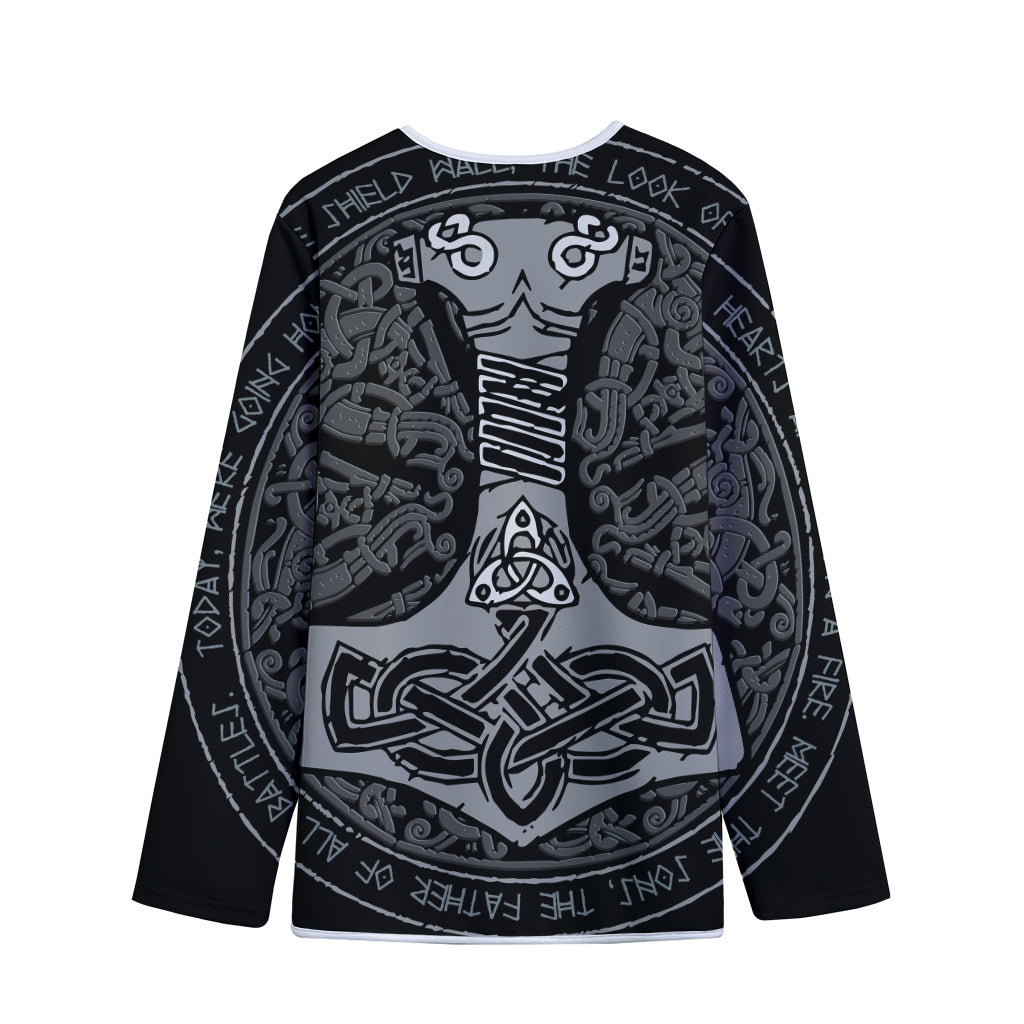 Mjolnir Hammer Of Thor Print Long Sleeve Short Coat