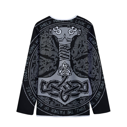 Mjolnir Hammer Of Thor Print Long Sleeve Short Coat
