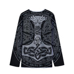 Mjolnir Hammer Of Thor Print Long Sleeve Short Coat
