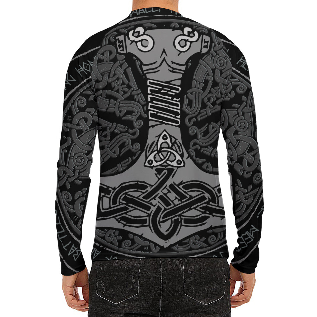 Mjolnir Hammer Of Thor Print Men's Long Sleeve Rash Guard