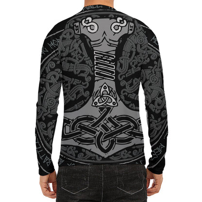 Mjolnir Hammer Of Thor Print Men's Long Sleeve Rash Guard