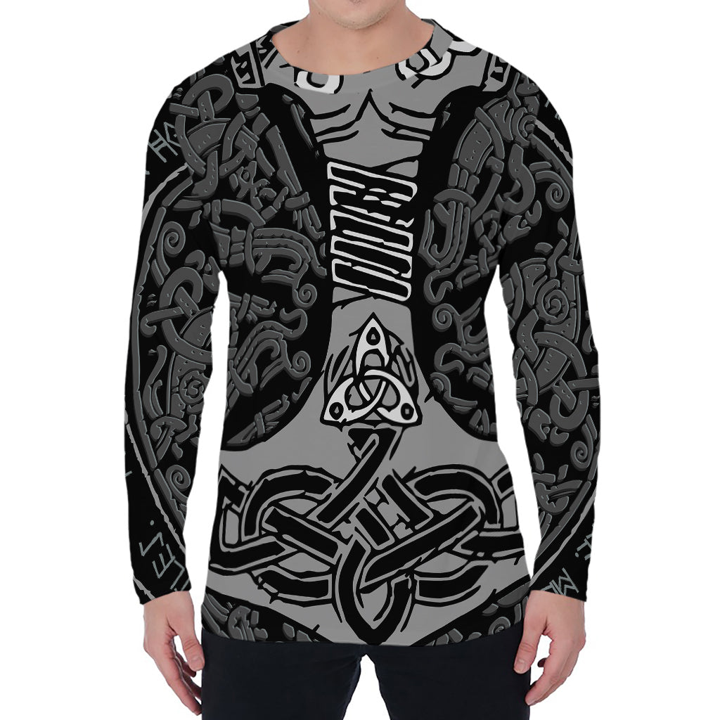 Mjolnir Hammer Of Thor Print Men's Long Sleeve T-Shirt