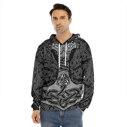 Mjolnir Hammer Of Thor Print Men's Velvet Pullover Hoodie