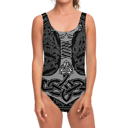 Mjolnir Hammer Of Thor Print One Piece Swimsuit