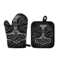 Mjolnir Hammer Of Thor Print Oven Mitt And Pot Holder Set