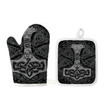 Mjolnir Hammer Of Thor Print Oven Mitt And Pot Holder Set