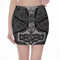 Mjolnir Hammer Of Thor Print Pencil Mini Skirt