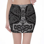 Mjolnir Hammer Of Thor Print Pencil Mini Skirt
