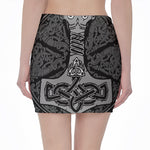 Mjolnir Hammer Of Thor Print Pencil Mini Skirt