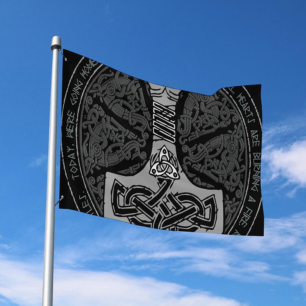 Mjolnir Hammer Of Thor Print Polyester Flag