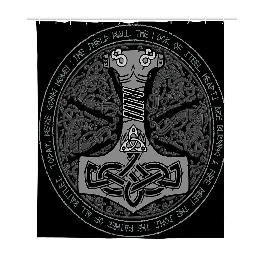 Mjolnir Hammer Of Thor Print Polyester Shower Curtain