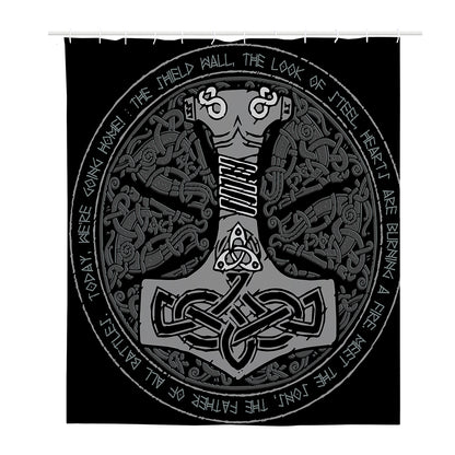 Mjolnir Hammer Of Thor Print Polyester Shower Curtain