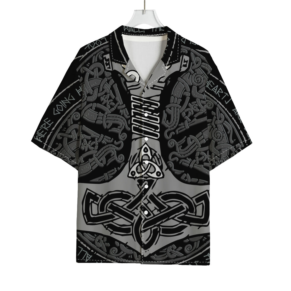 Mjolnir Hammer Of Thor Print Rayon Hawaiian Shirt