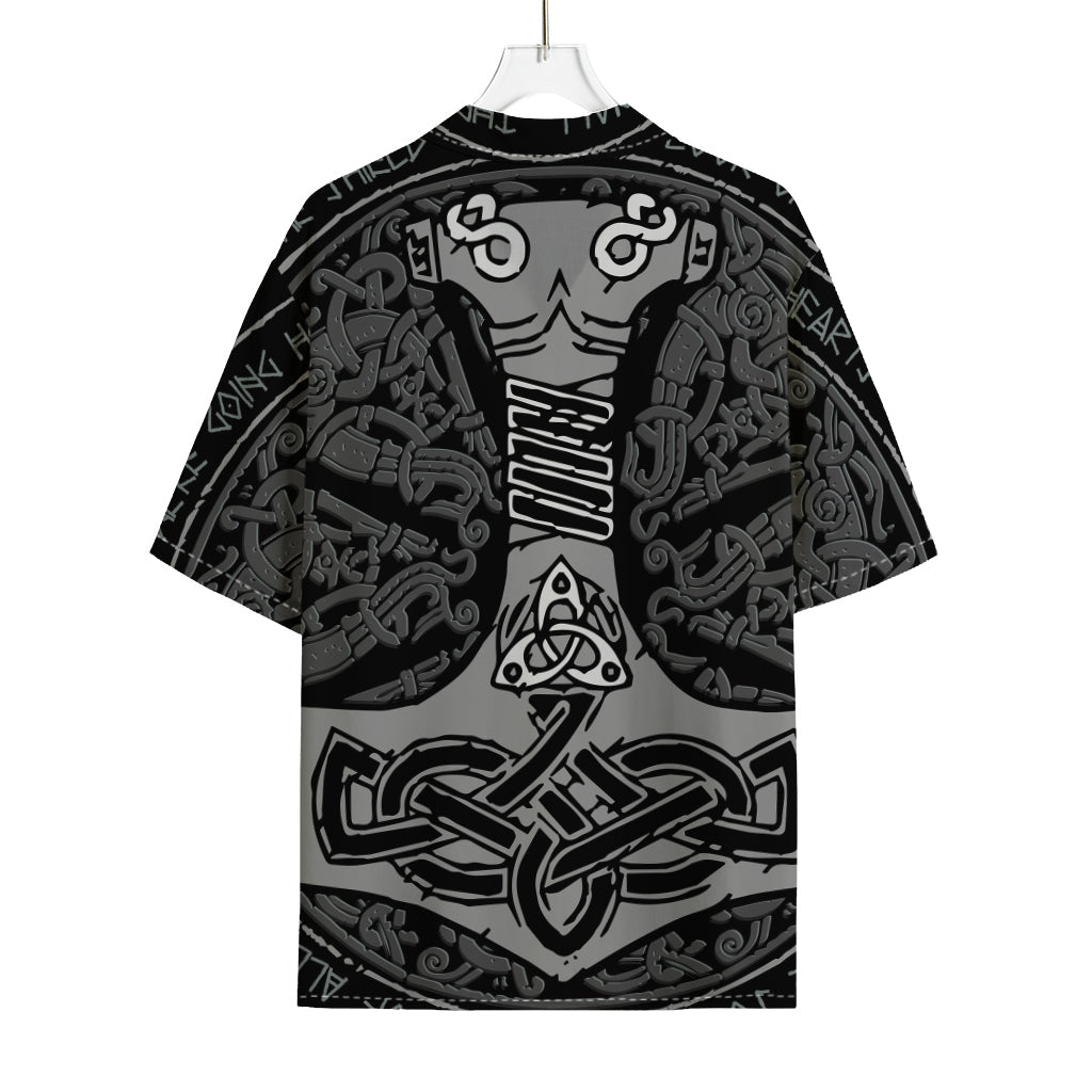 Mjolnir Hammer Of Thor Print Rayon Hawaiian Shirt