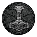 Mjolnir Hammer Of Thor Print Round Blanket
