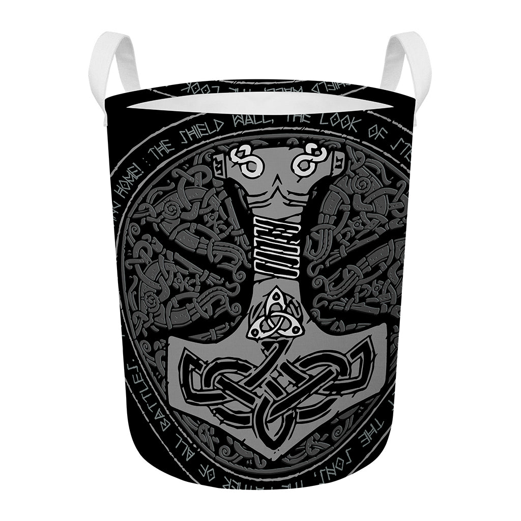 Mjolnir Hammer Of Thor Print Round Laundry Basket