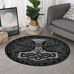 Mjolnir Hammer Of Thor Print Round Rug