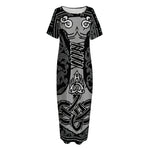 Mjolnir Hammer Of Thor Print Short Sleeve Long Nightdress