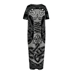 Mjolnir Hammer Of Thor Print Short Sleeve Long Nightdress