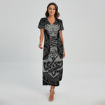 Mjolnir Hammer Of Thor Print Short Sleeve Maxi Dress