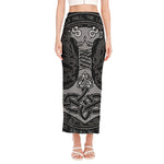 Mjolnir Hammer Of Thor Print Side Slit Maxi Skirt