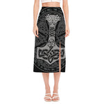 Mjolnir Hammer Of Thor Print Side Slit Midi Skirt