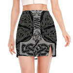 Mjolnir Hammer Of Thor Print Side Slit Mini Skirt