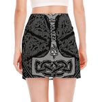 Mjolnir Hammer Of Thor Print Side Slit Mini Skirt