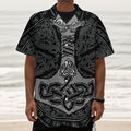 Mjolnir Hammer Of Thor Print Textured Short Sleeve Shirt