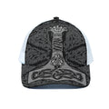 Mjolnir Hammer Of Thor Print White Mesh Trucker Hat