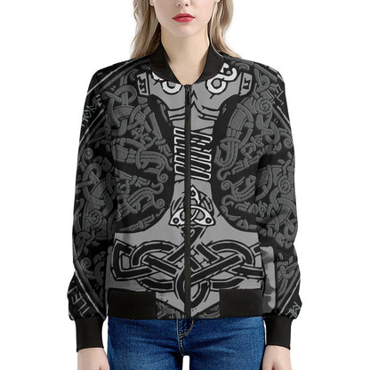 Mjolnir Hammer Of Thor Print Women's Bomber Jacket