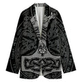 Mjolnir Hammer Of Thor Print Women's Cotton Blazer