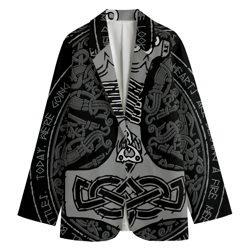 Mjolnir Hammer Of Thor Print Women's Cotton Blazer