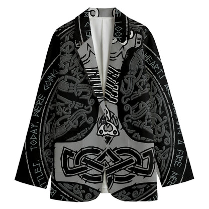 Mjolnir Hammer Of Thor Print Women's Cotton Blazer