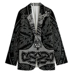 Mjolnir Hammer Of Thor Print Women's Cotton Blazer
