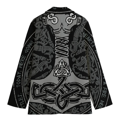 Mjolnir Hammer Of Thor Print Women's Cotton Blazer