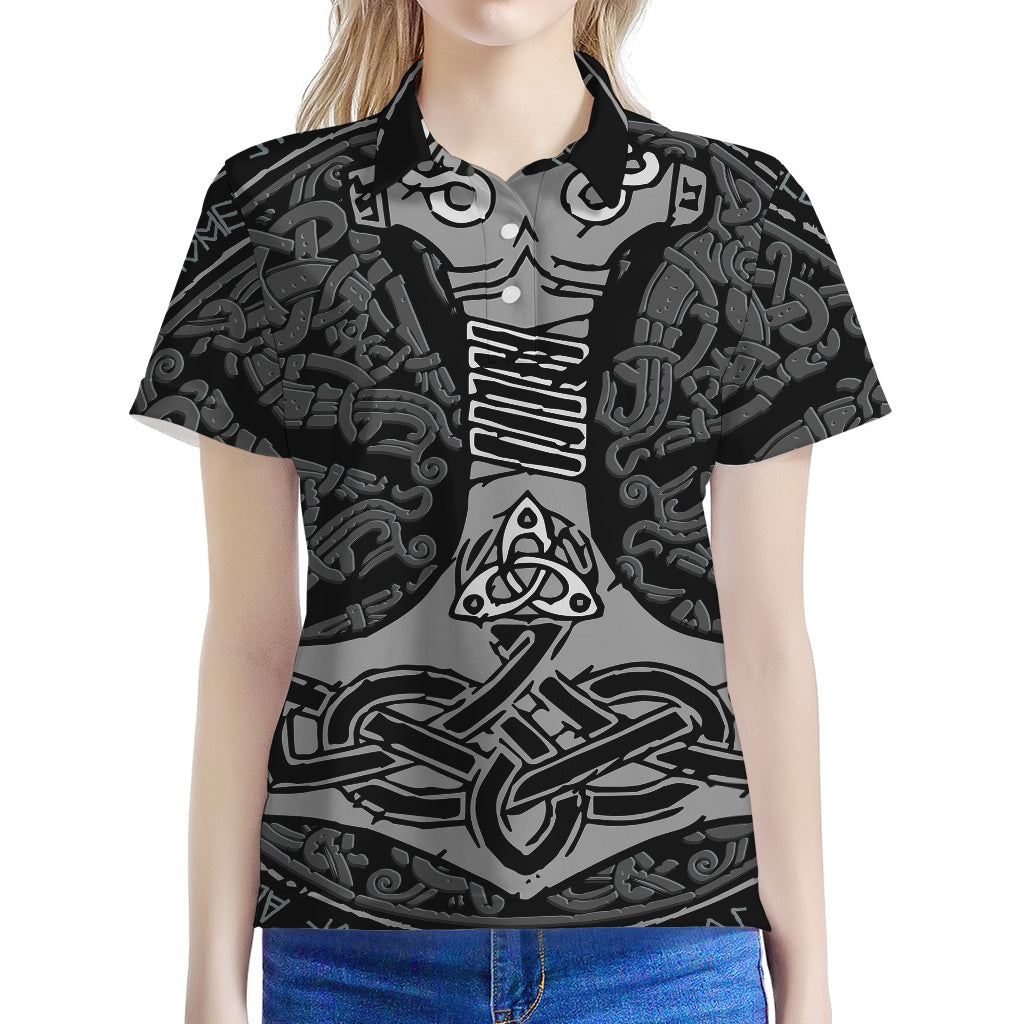Mjolnir Hammer Of Thor Print Women's Polo Shirt