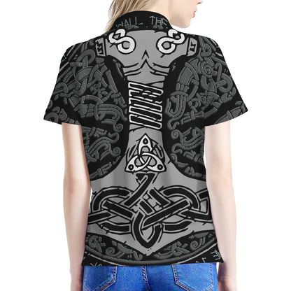 Mjolnir Hammer Of Thor Print Women's Polo Shirt