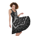 Mjolnir Hammer Of Thor Print Sleeveless Knee Length Dress