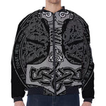 Mjolnir Hammer Of Thor Print Zip Sleeve Bomber Jacket