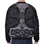 Mjolnir Hammer Of Thor Print Zip Sleeve Bomber Jacket