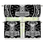 Mjolnir Norse Mythology Print 3 Piece Kitchen Curtains