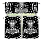 Mjolnir Norse Mythology Print 3 Piece Kitchen Curtains