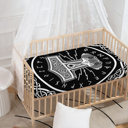 Mjolnir Norse Mythology Print Baby Crib Sheet