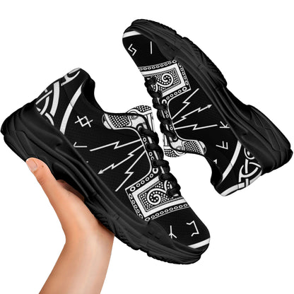 Mjolnir Norse Mythology Print Black Chunky Shoes